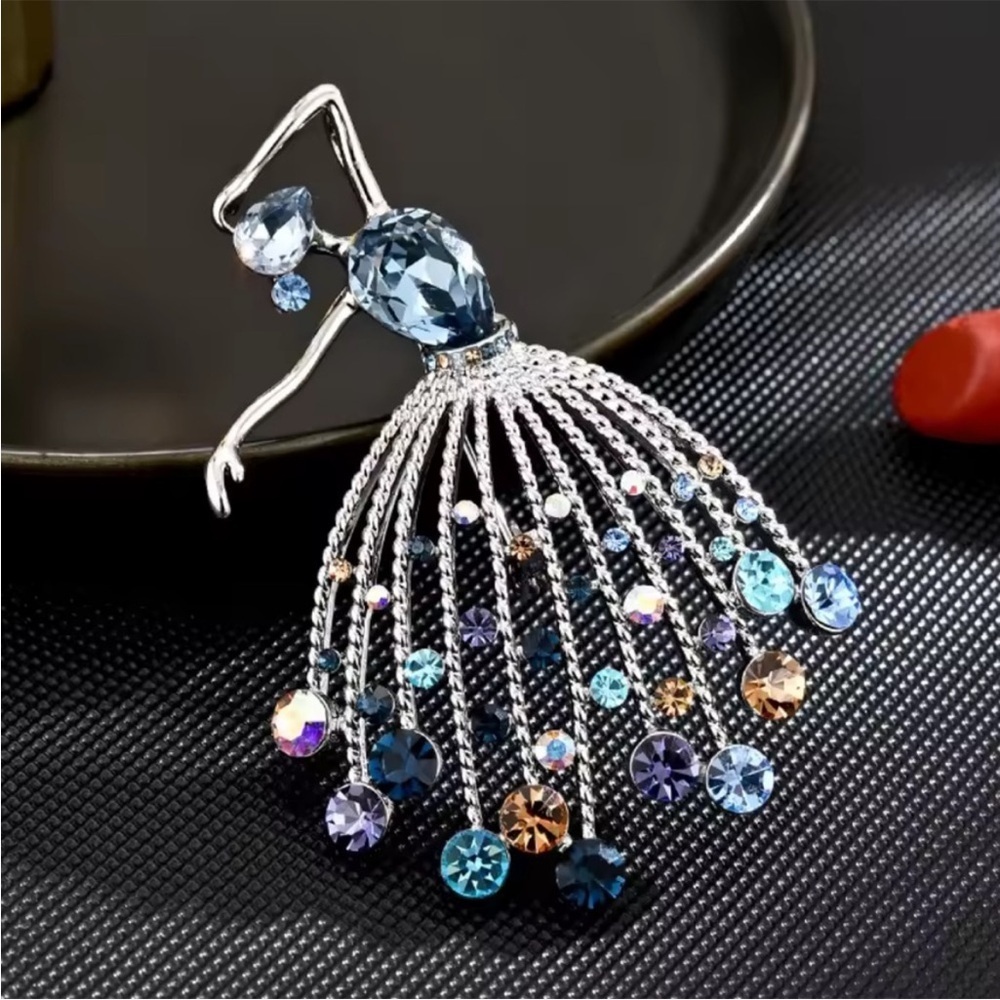 Ethereal Crystal Cascade Dancer Brooch